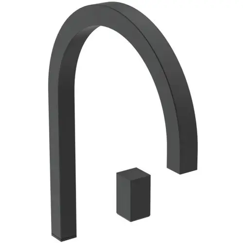 Waschtischarmatur mit hohem Auslauf in eckigem Design, gefertigt von Ideal Standard. Die Armatur ist in Silk Black gehalten und verfügt über einen Distanzblock.